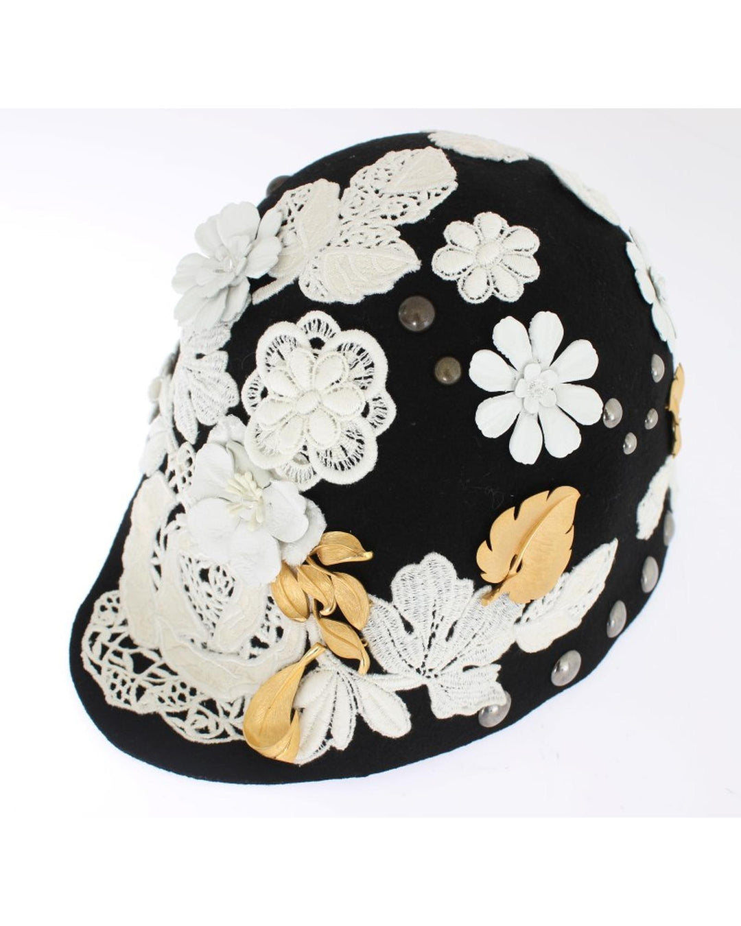 Dolce & Gabbana Womens Cloche Hat with Sicily Inspired Floral Motive One Size Women