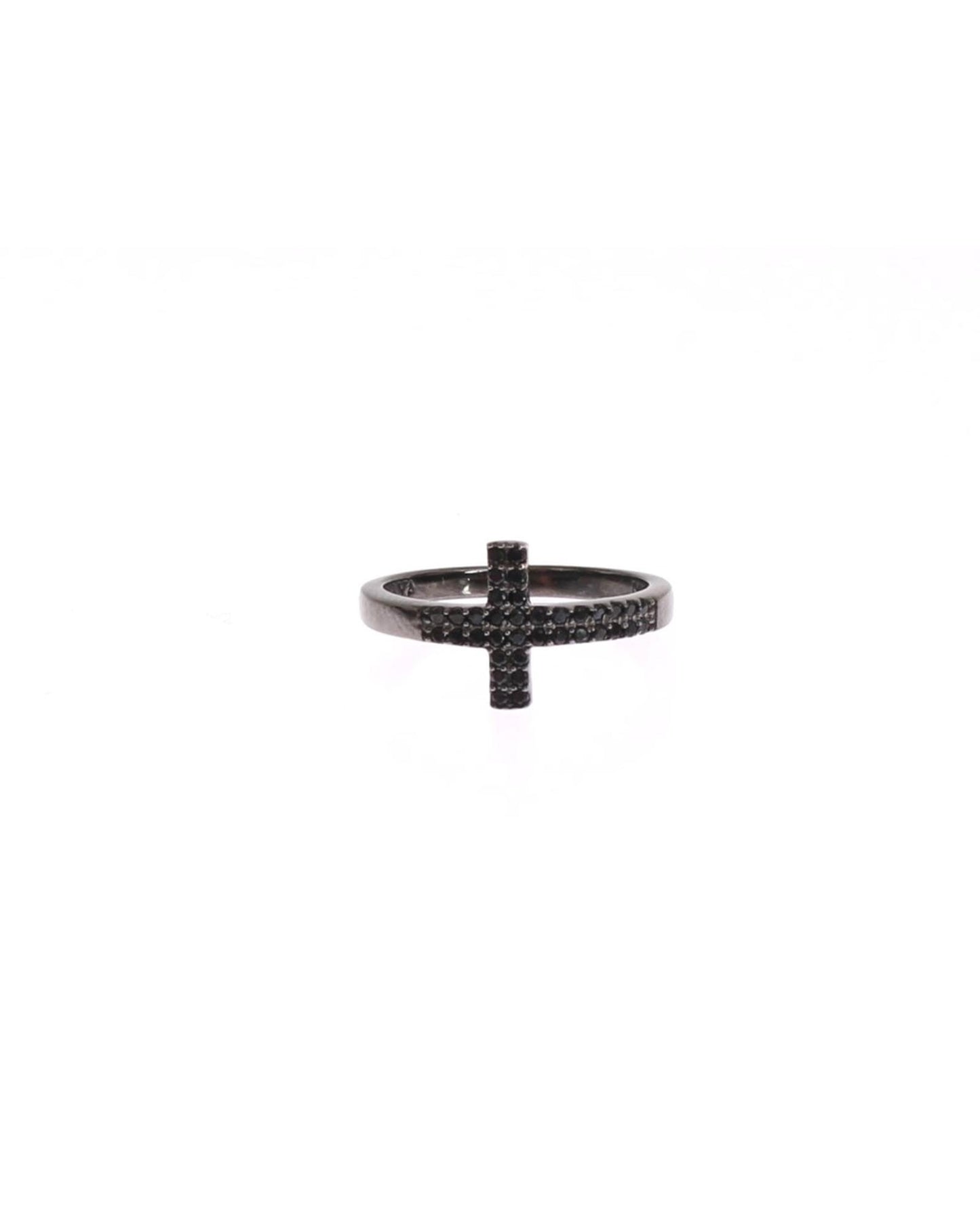 NIALAYA Sterling Silver Black CZ Ring 49 EU Women