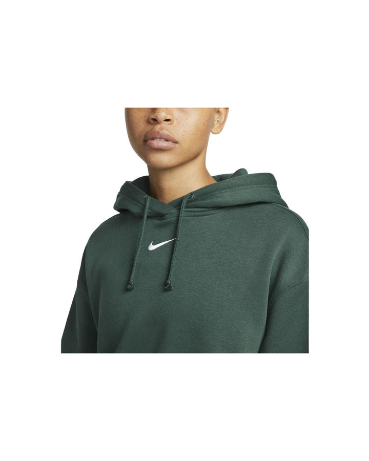 Oversized Fleece Hoodie with Embroidered Swoosh Design - S