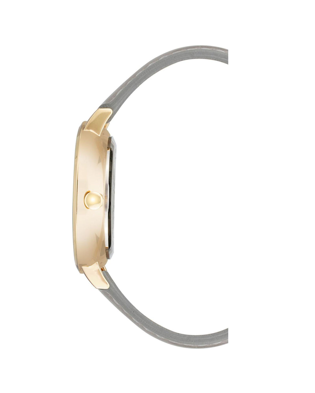 Gold Fashion Watch with Rhine Stone Facing and Leatherette Wristband One Size Women