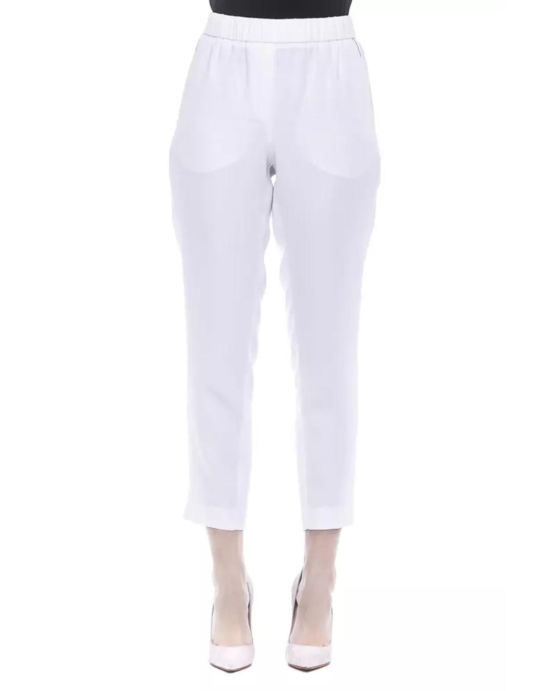 Soft Trousers with Elastic Waistband and Metallic Detail 42 IT Women