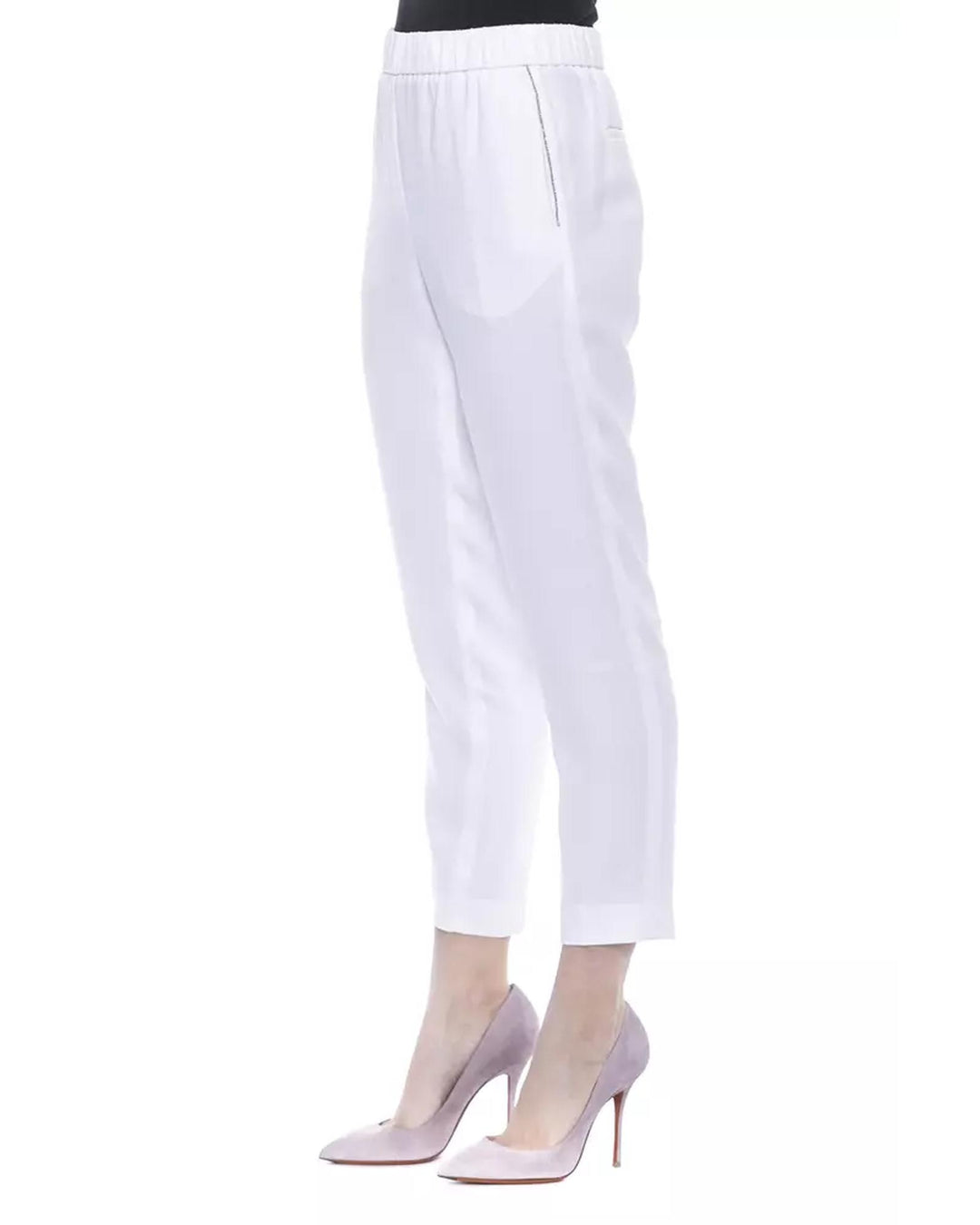 Soft Trousers with Elastic Waistband and Metallic Detail 42 IT Women