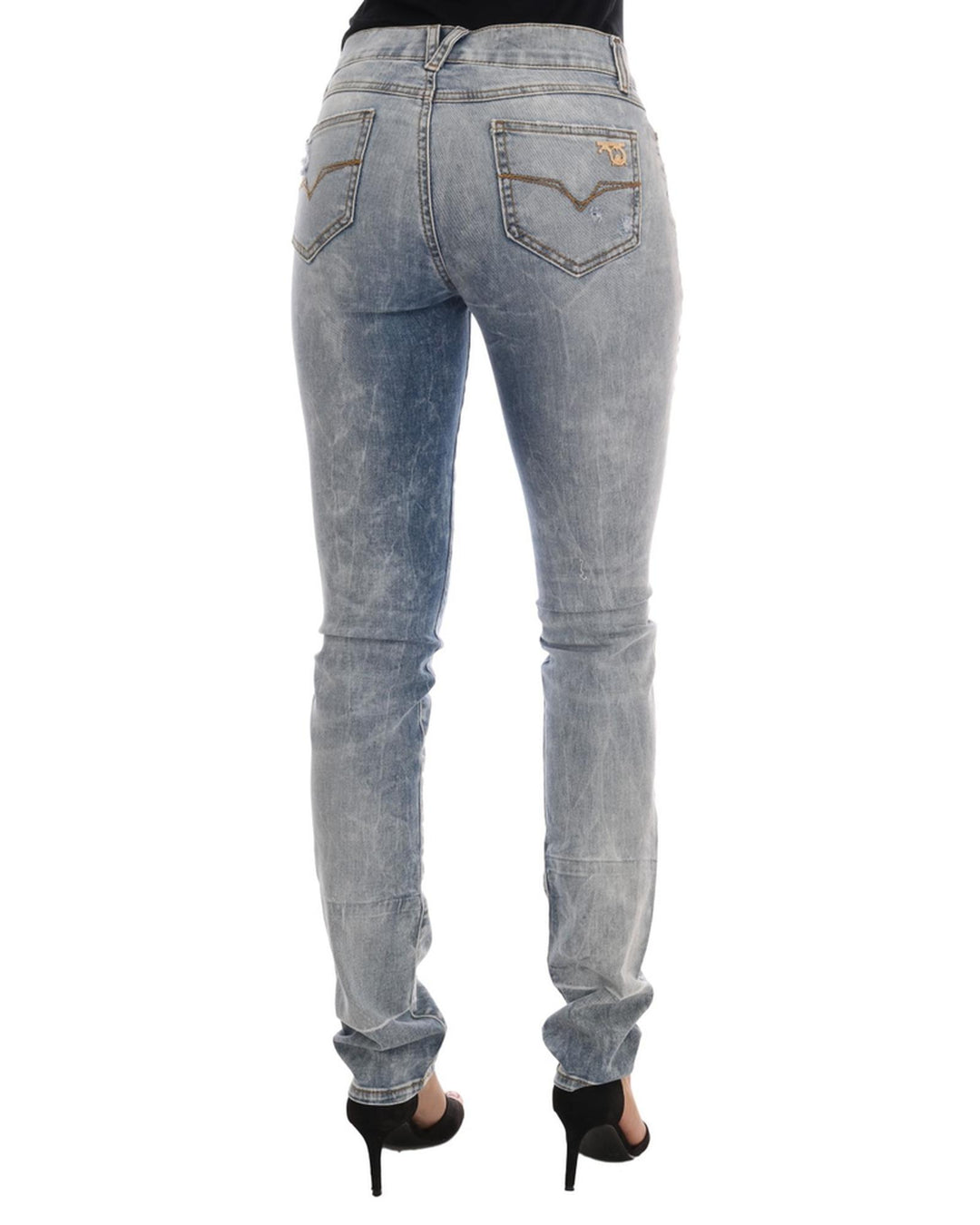 Blue Washed Torn Slim Fit Jeans W26 US Women