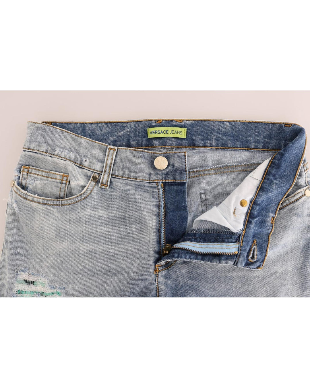 Blue Washed Torn Slim Fit Jeans W26 US Women