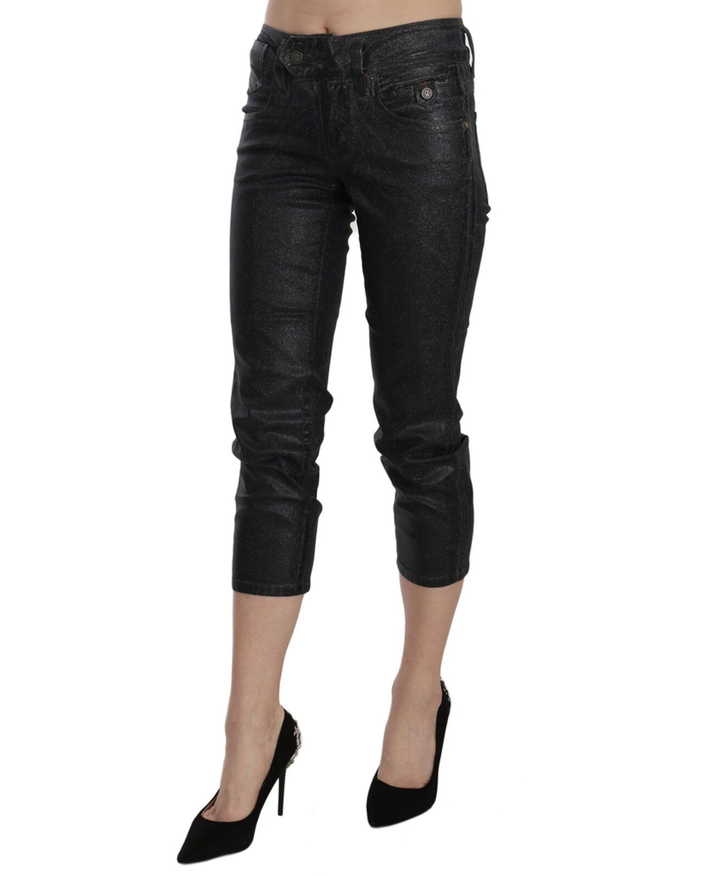 New GALLIANO Mid Waist Slim Leg Cropped Jeans W25 US Women