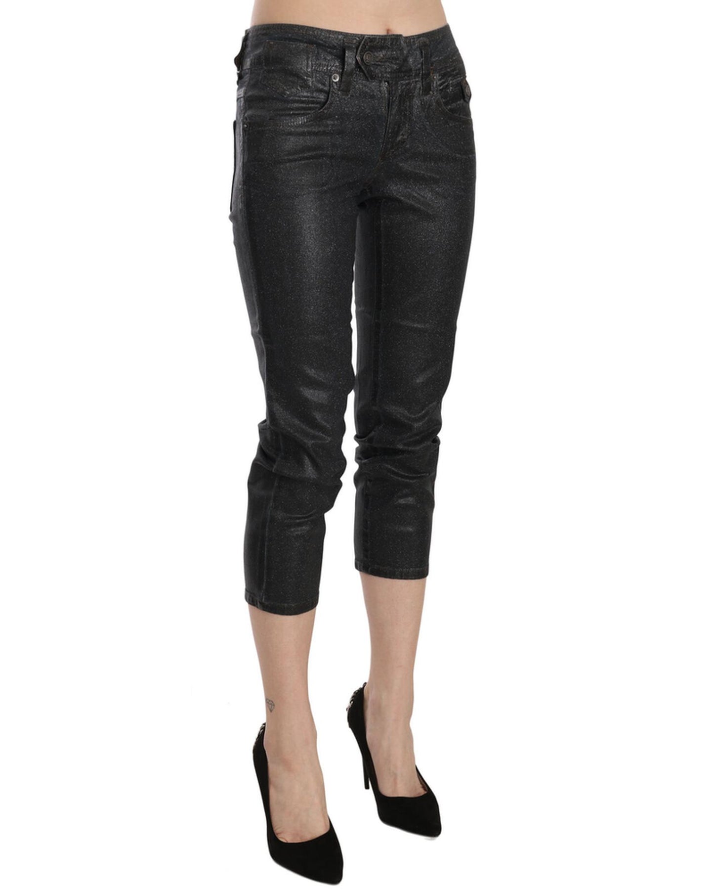 New GALLIANO Mid Waist Slim Leg Cropped Jeans W26 US Women