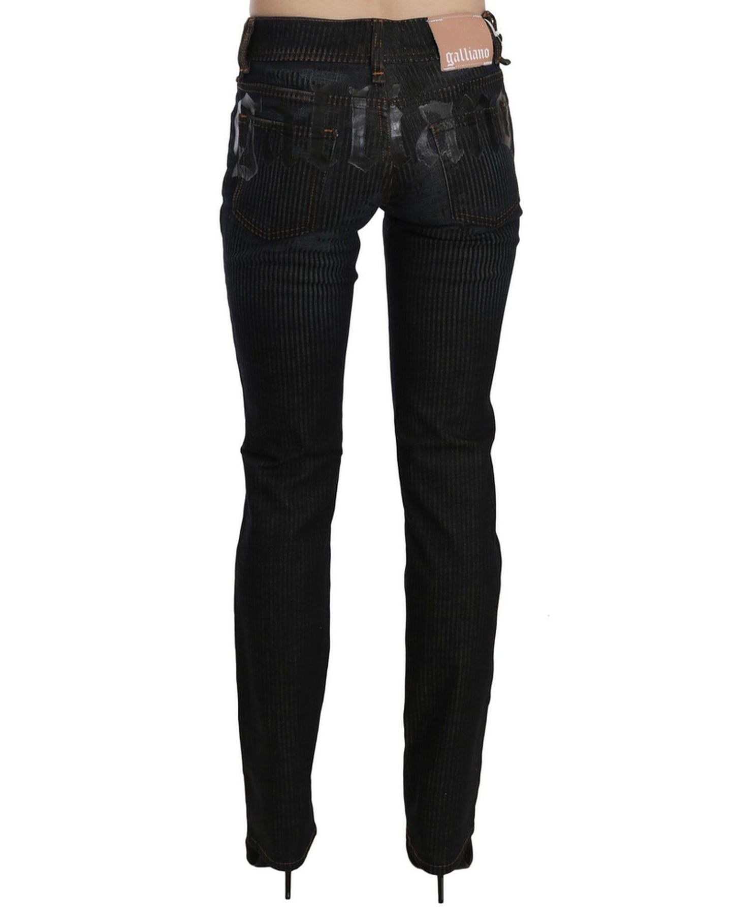 Mid Waist Slim Fit Corduroy Jeans with Logo Details W24 US Women