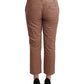 100% Authentic COSTUME NATIONAL Mid Waist Cotton Tapered Cropped Pants with Logo Details 42 IT Women