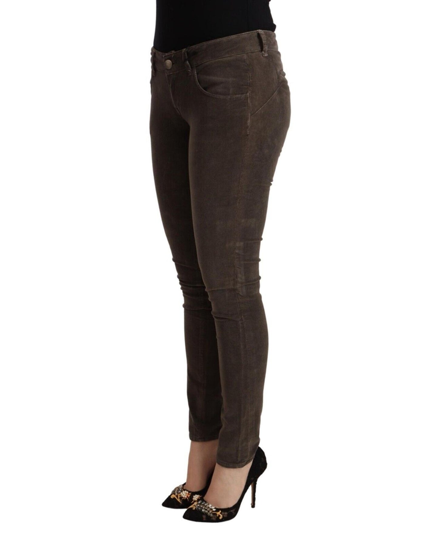 Slim Fit Low Waist Skinny Denim Jeans with Zipper Closure and Logo Details 40 IT Women