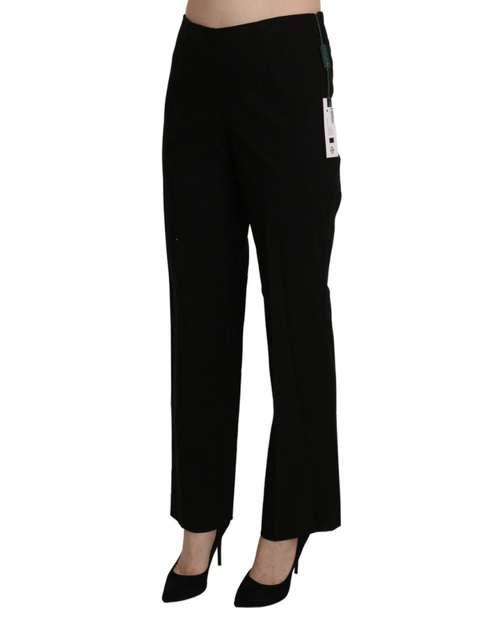 Black High Waist Straight Pants 46 IT Women