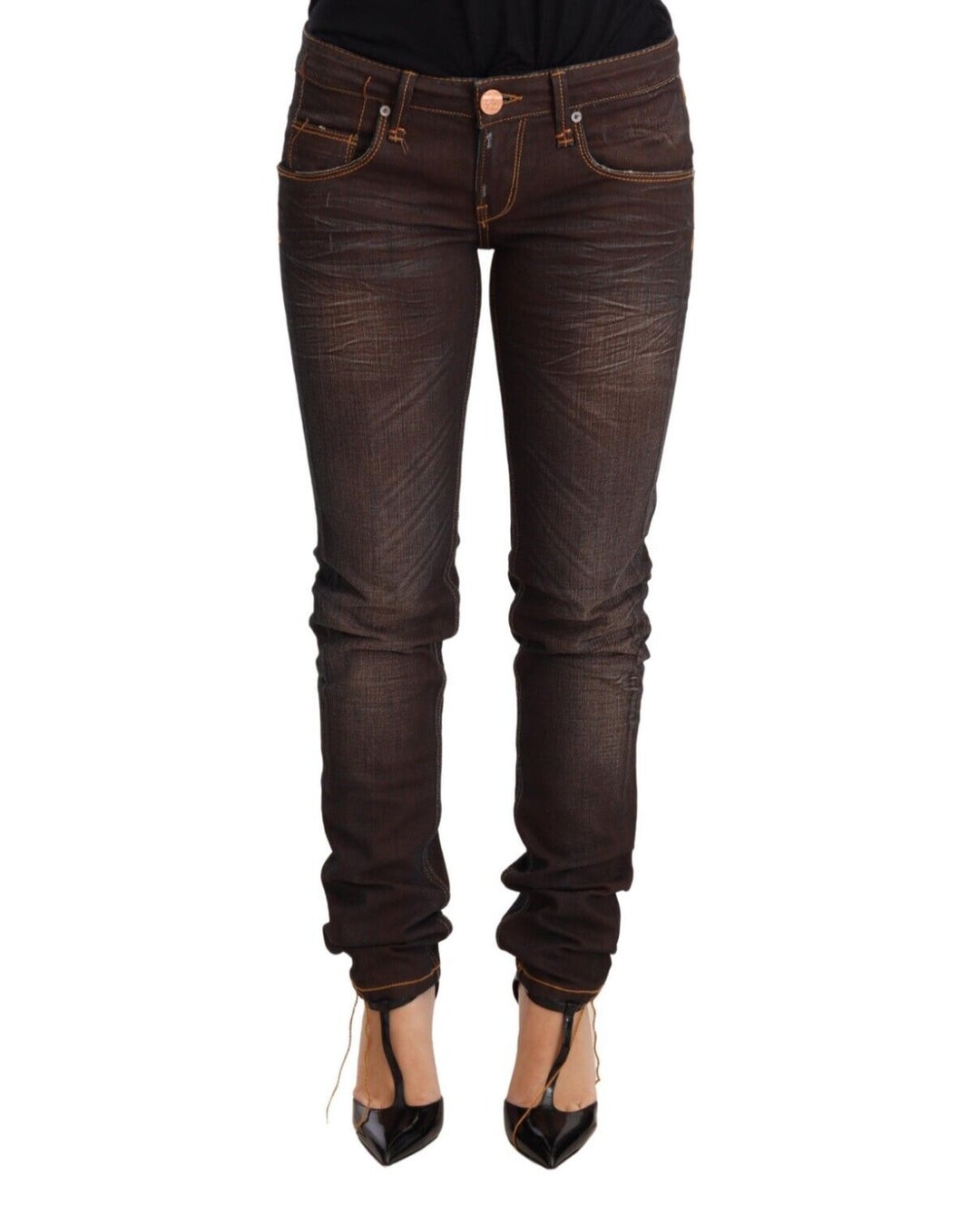 ACHT Brown Washed Low Waist Skinny Denim Jeans W26 US Women