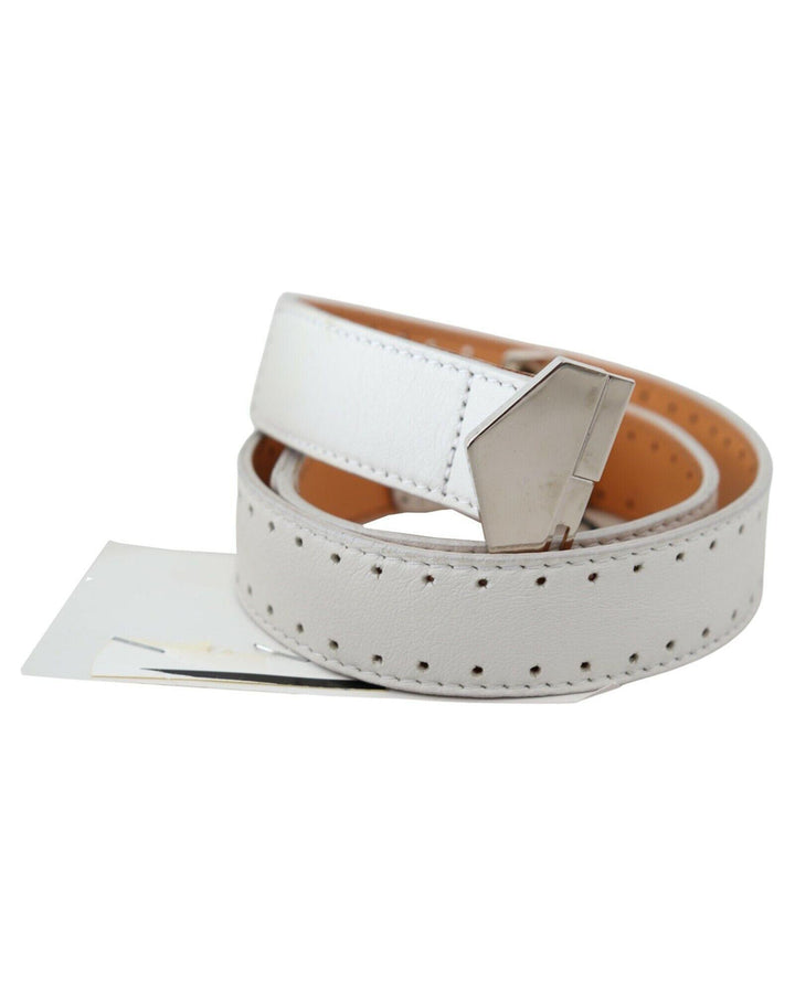 Classic Leather Belt with Silver-tone Hardware - GF Ferre 85 cm Women