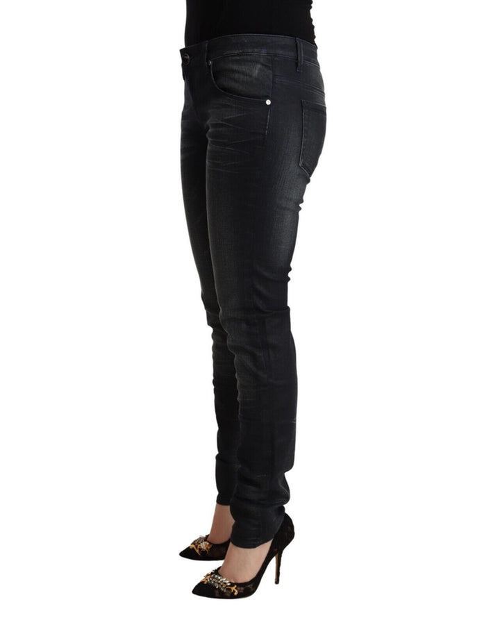 Slim Fit Low Waist Black Washed Jeans W26 US Women