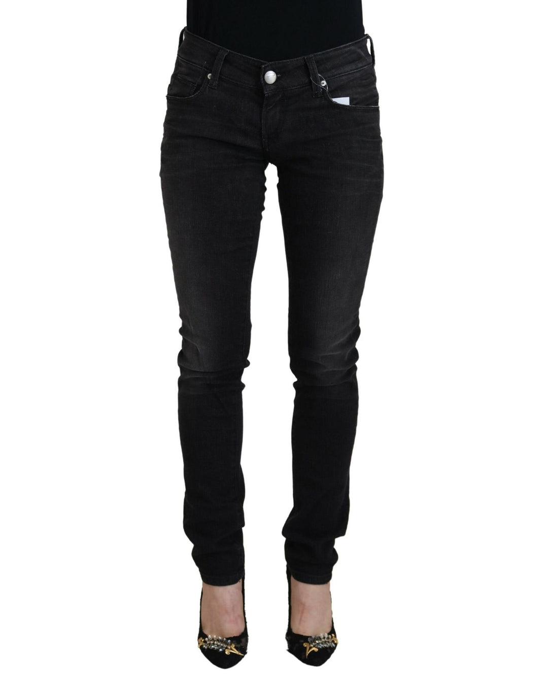 Low Waist Straight Denim Pants with Logo Details W26 US Women