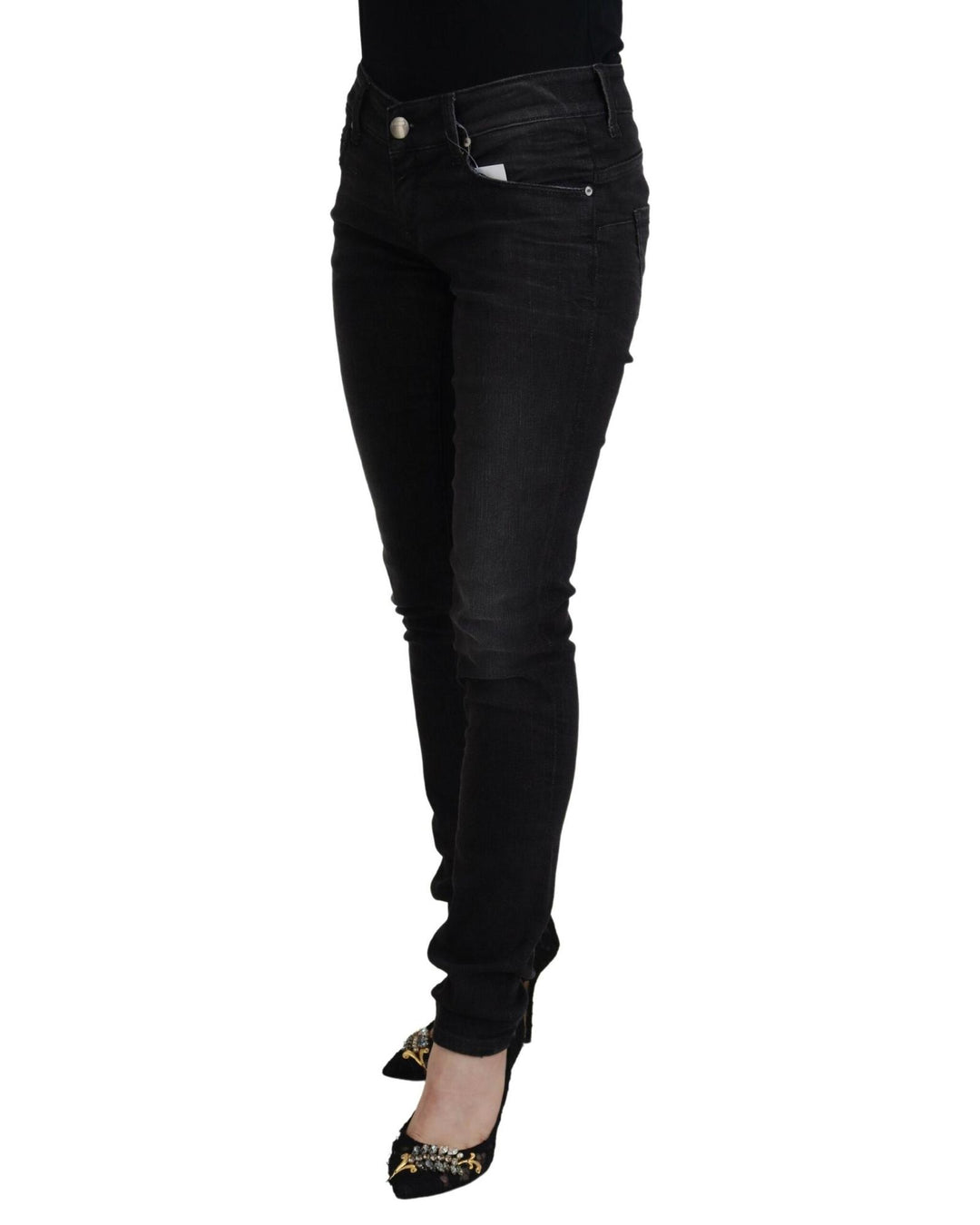 Low Waist Straight Denim Pants with Logo Details W26 US Women