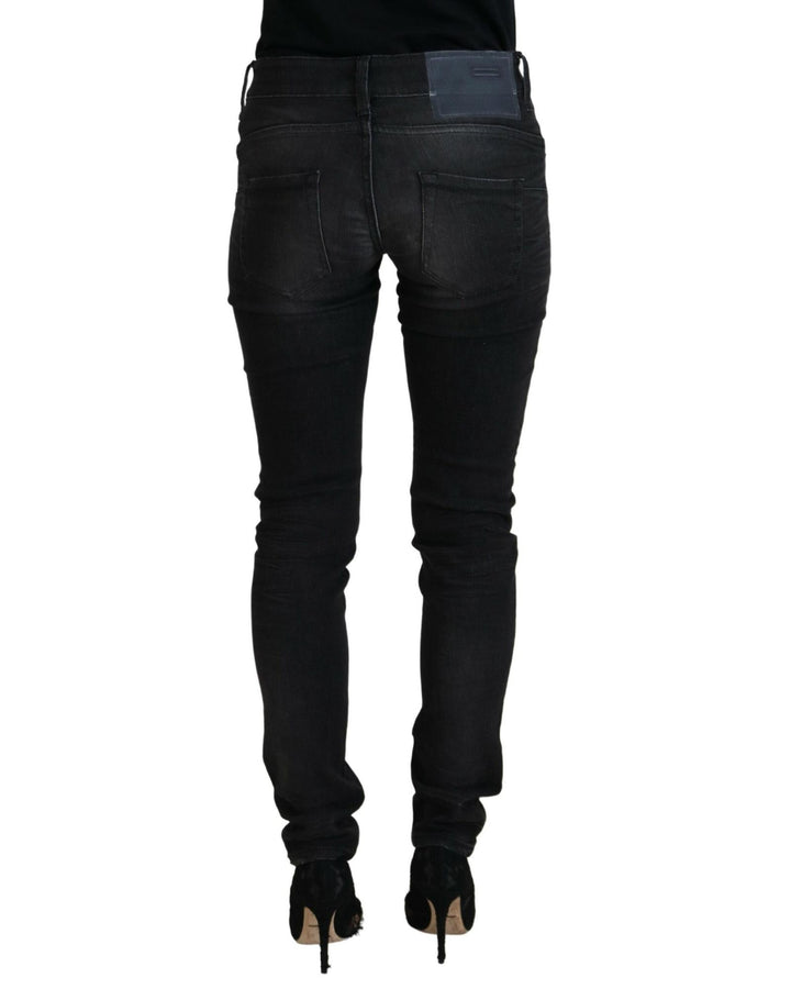 Low Waist Straight Denim Pants with Logo Details W26 US Women