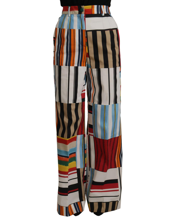 Dress High Waist Pants with Multicolor Stripes 36 IT Women