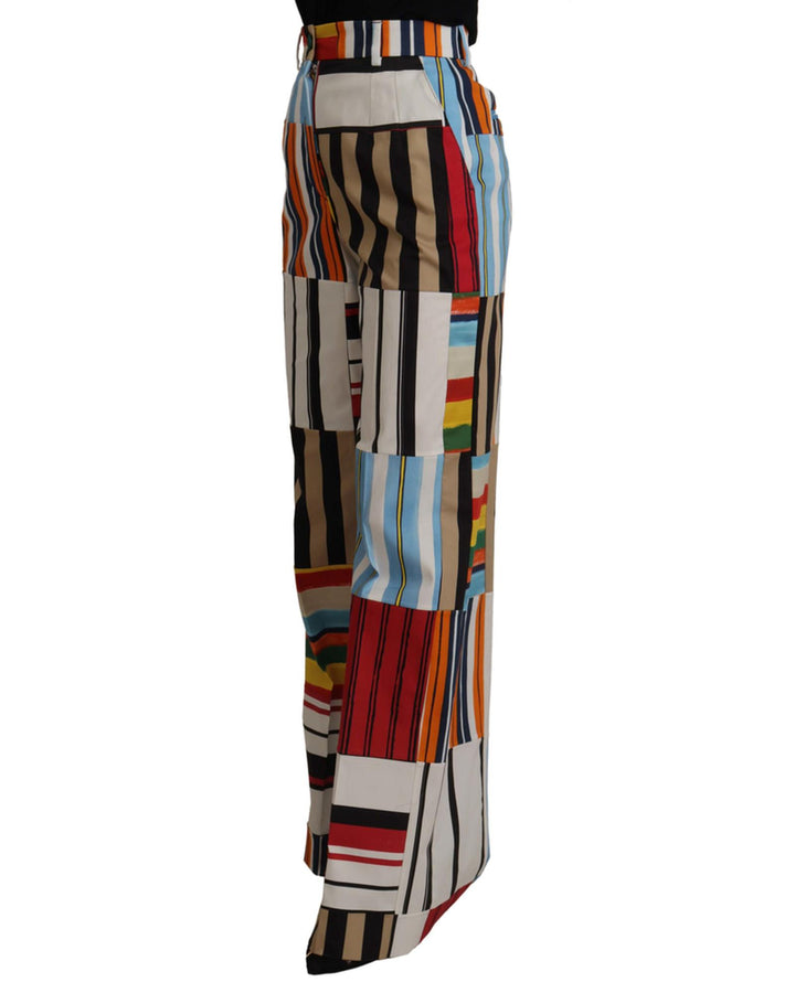 Dress High Waist Pants with Multicolor Stripes 36 IT Women