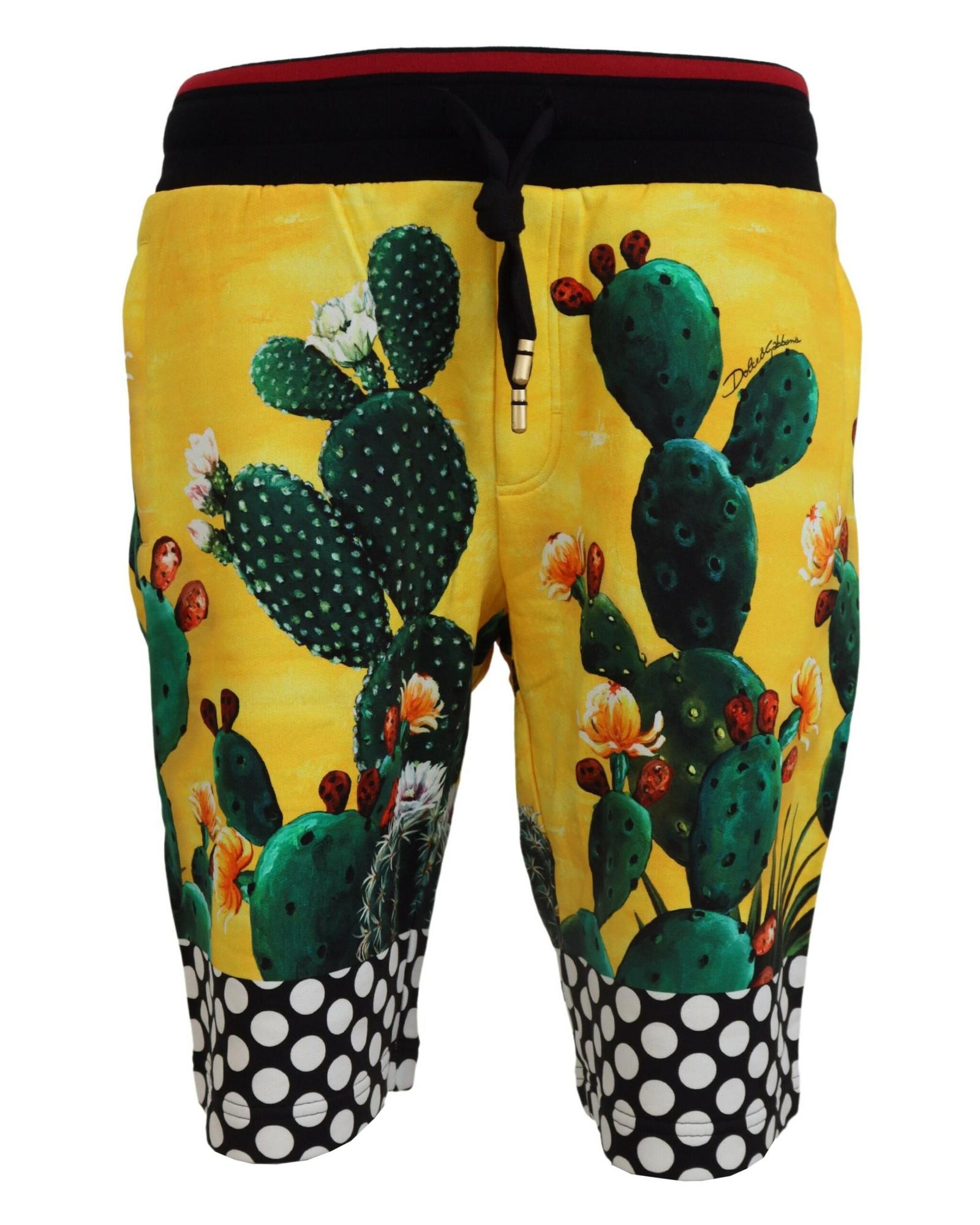 Authentic Dolce & Gabbana Multicolor Cactus Print Sweat Shorts 46 IT Men