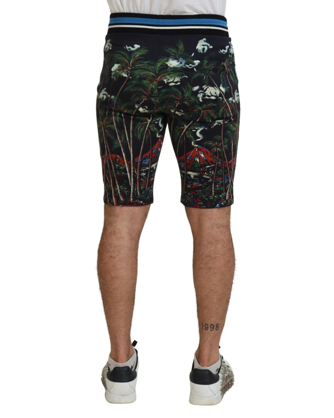 Black Volcano Print Knee Length Shorts by Dolce & Gabbana 44 IT Men