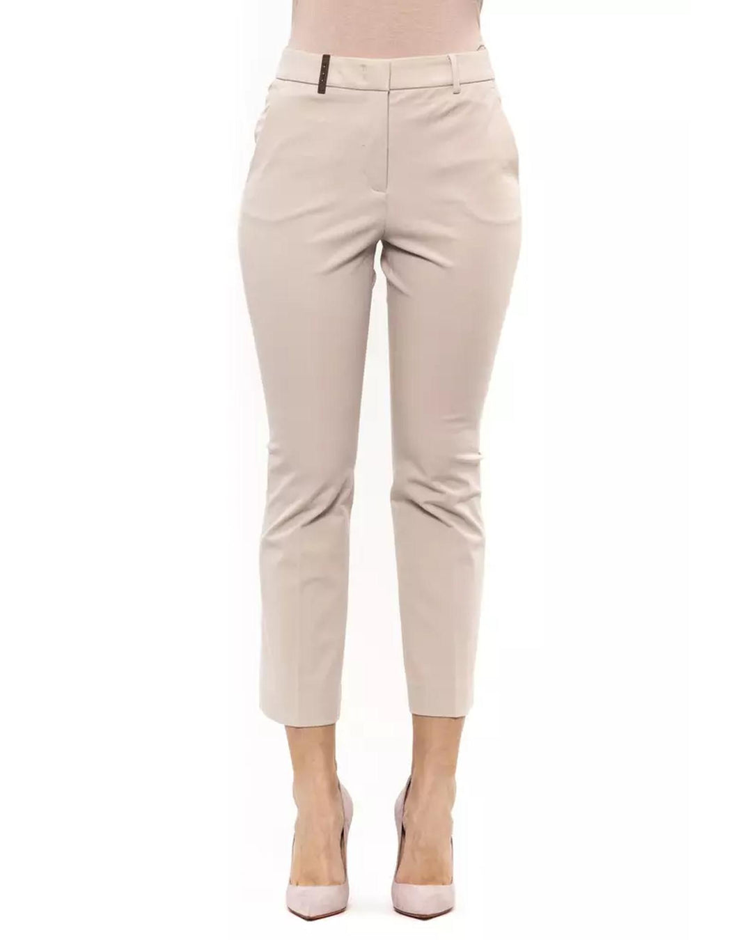 Classic Stretch Trousers with Front and Back Pockets 42 IT Women