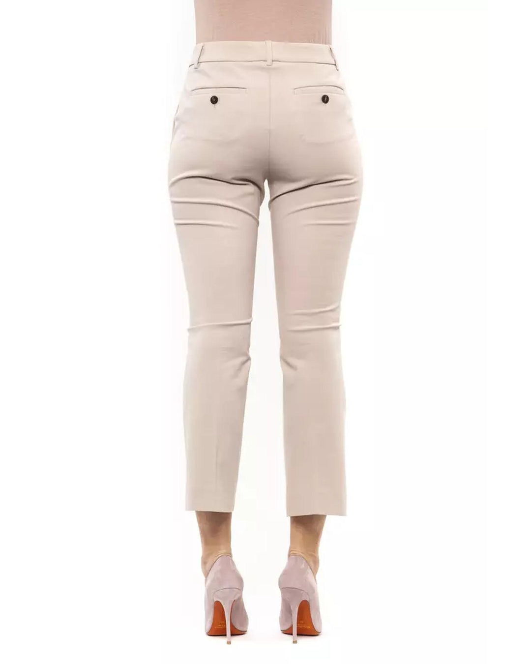 Classic Stretch Trousers with Front and Back Pockets 42 IT Women