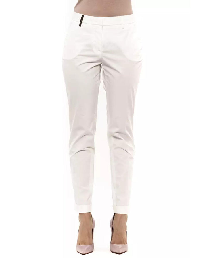 Cotton High Waist Trousers with Four Pockets 42 IT Women