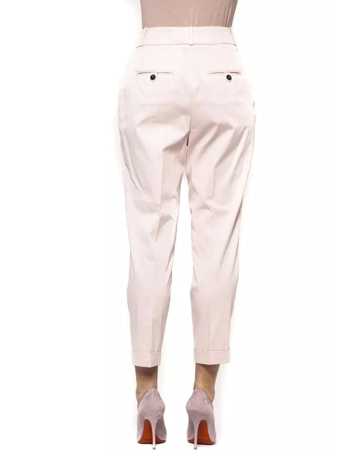 Ankle Cotton Trousers with Side and Back Pockets 42 IT Women