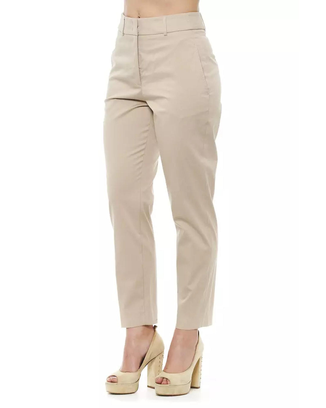 High Waist Trousers with Pockets and Zipper Closure 42 IT Women