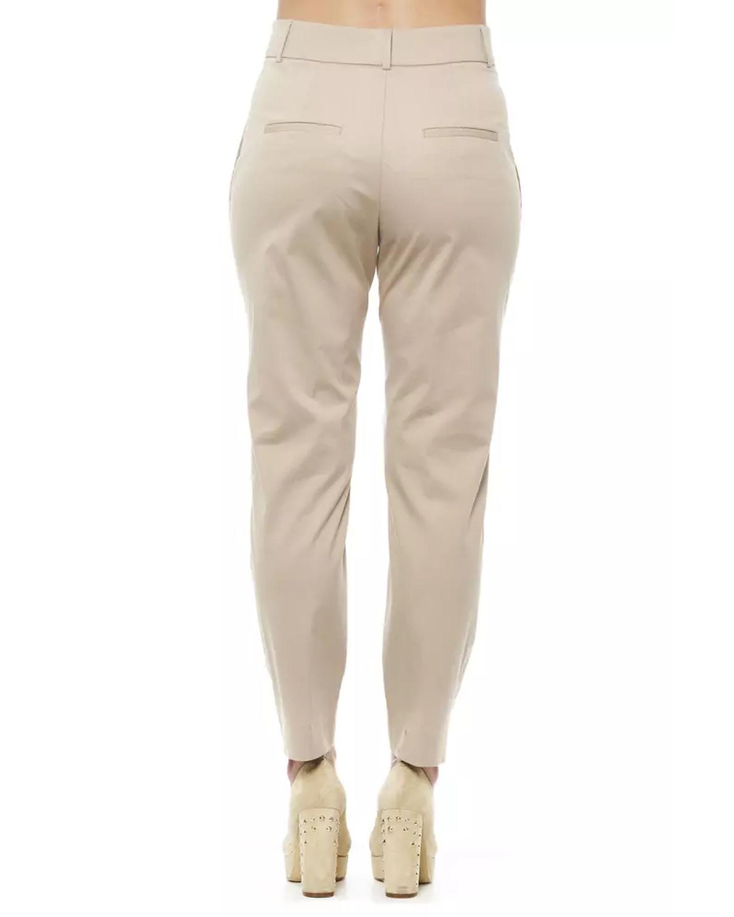 High Waist Trousers with Pockets and Zipper Closure 42 IT Women