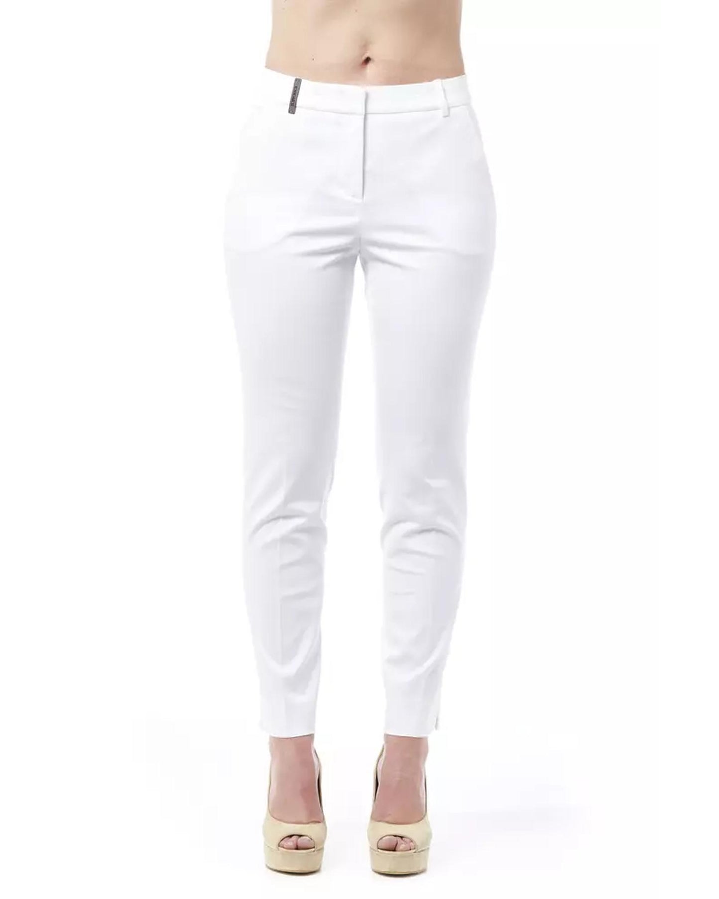 High Waist Slim Fit Trousers with Front and Back Pockets and Zip Closure 38 IT Women