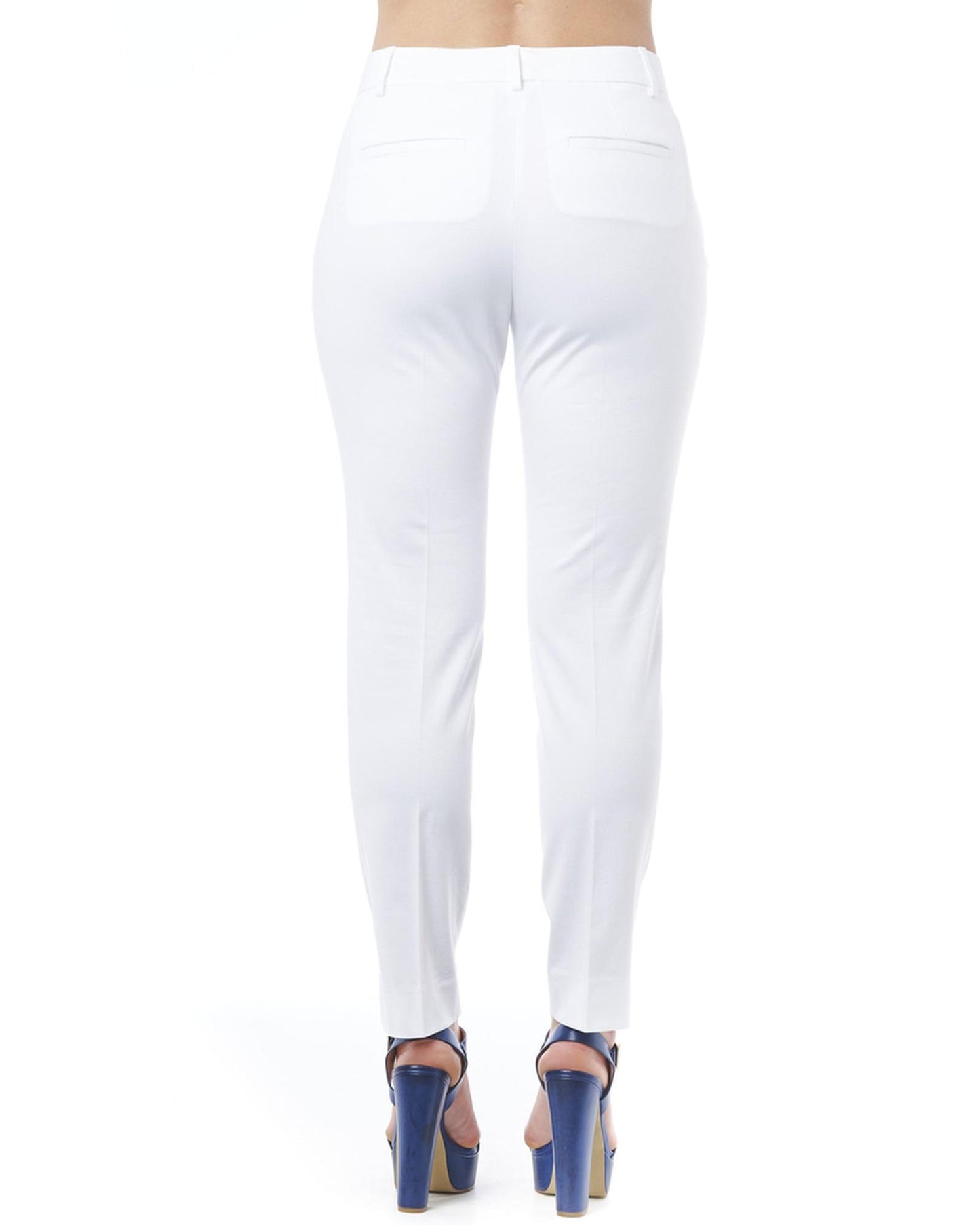 High Waist Slim Fit Trousers with Pockets and Zip Closure W48 US Women