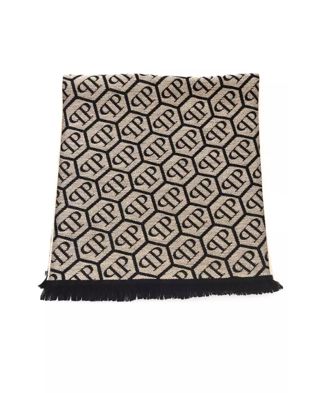 Monogram Fringed Hems Scarf One Size Men