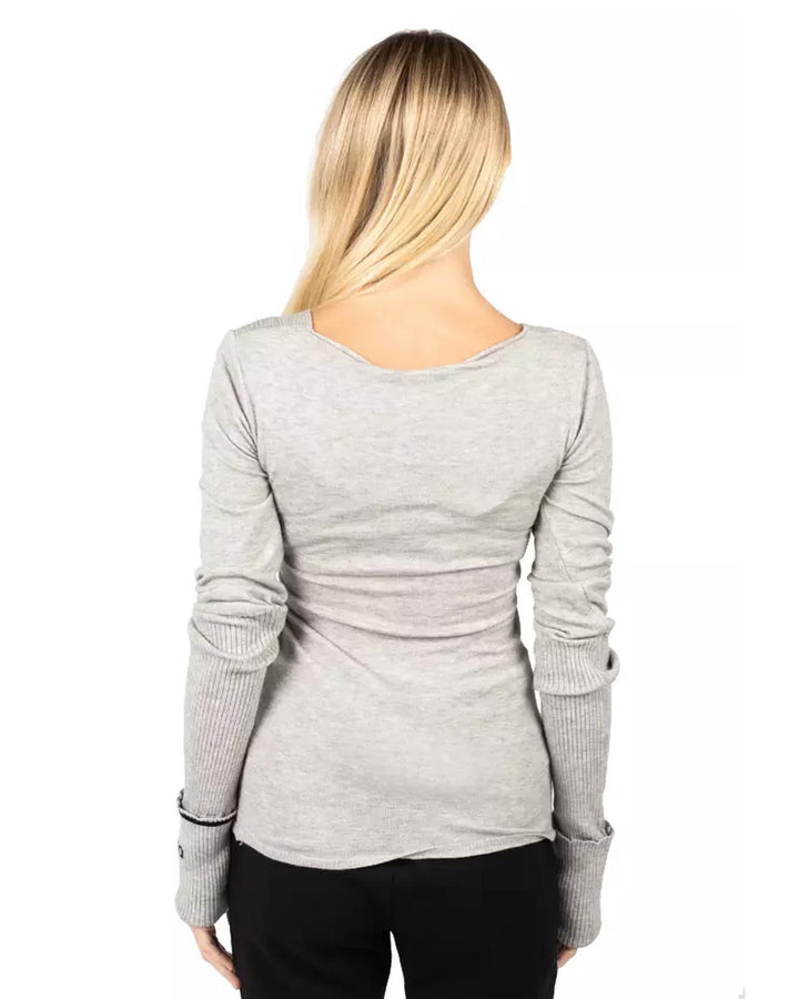 Viscose Blend V-Neck Sweater with Crossed Chest Details XS Women