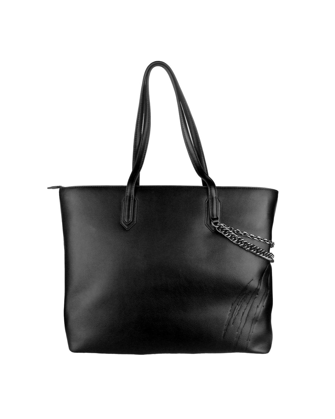 Black Eco-Leather Plein Sport Shopping Bag with Chain Detail One Size Women