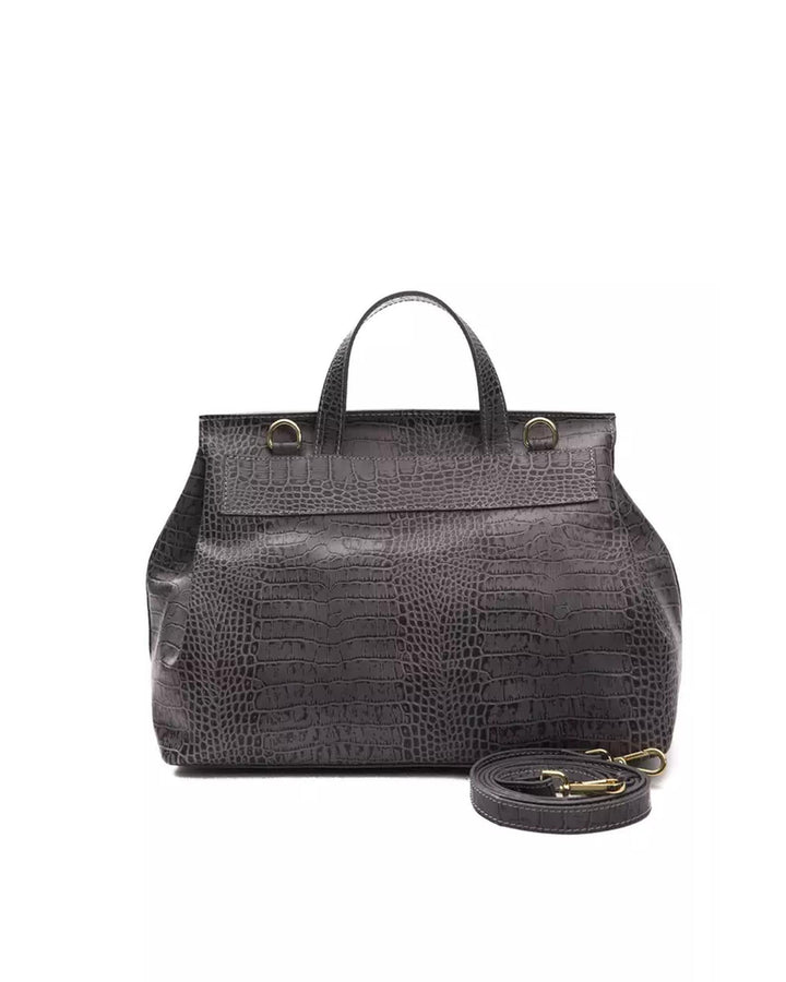 Convertible Crocodile-Print Leather Handbag/Backpack One Size Women