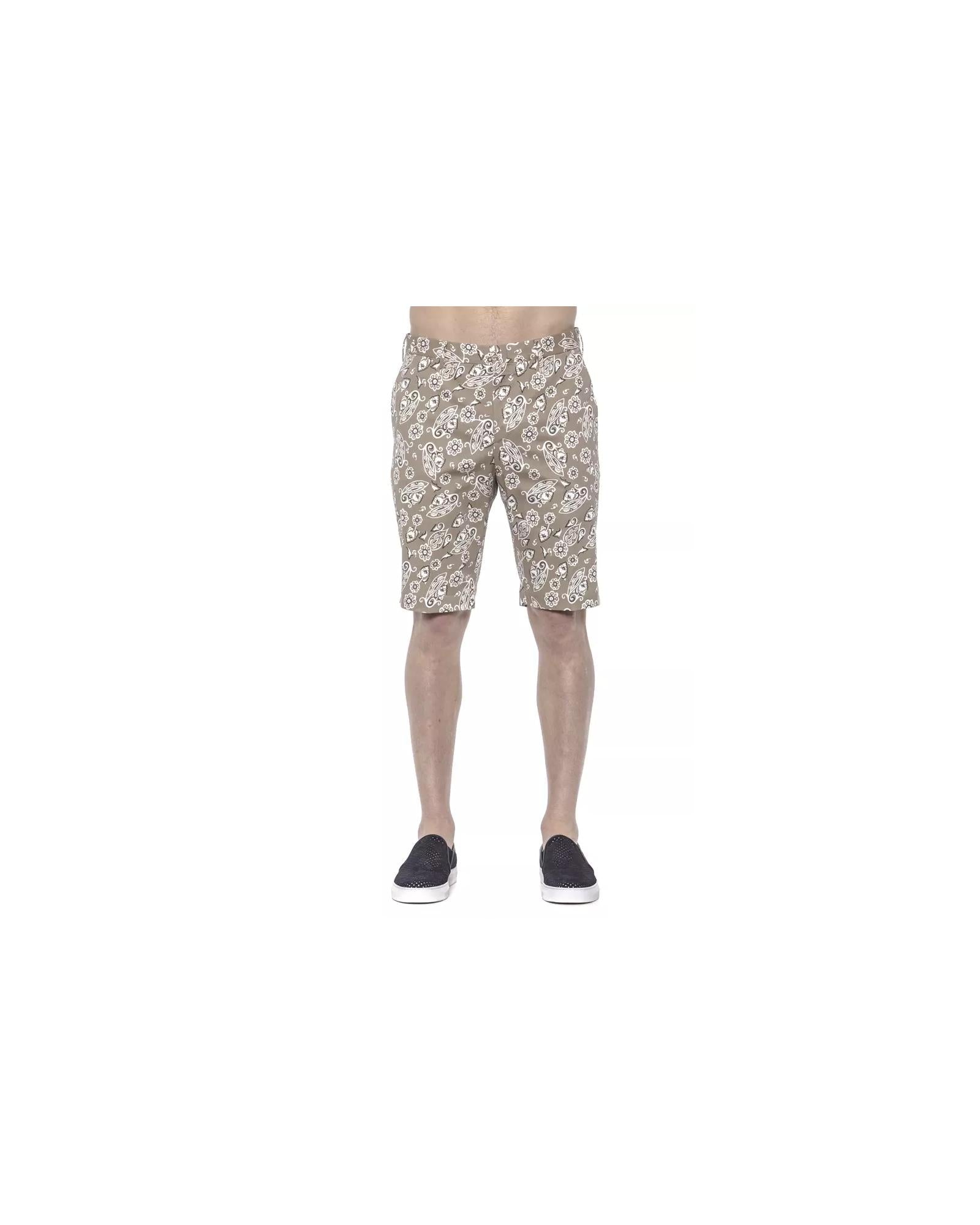 Patterned Mens Bermuda Shorts with Hook and Zip Closure W48 US Men