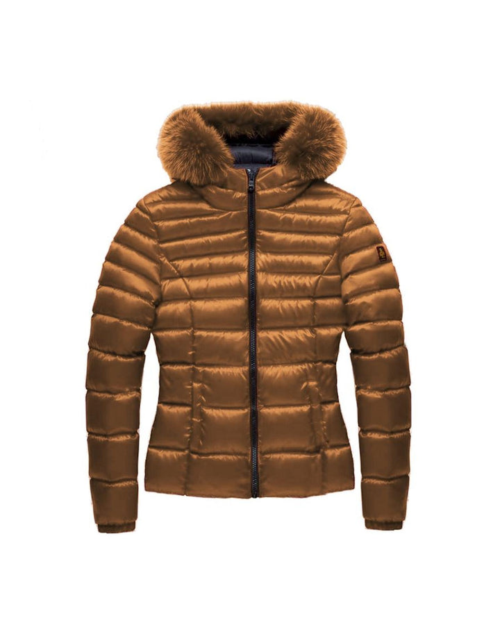 Padded Down Jacket with Fur Hood and Personalized Slider 42 IT Women