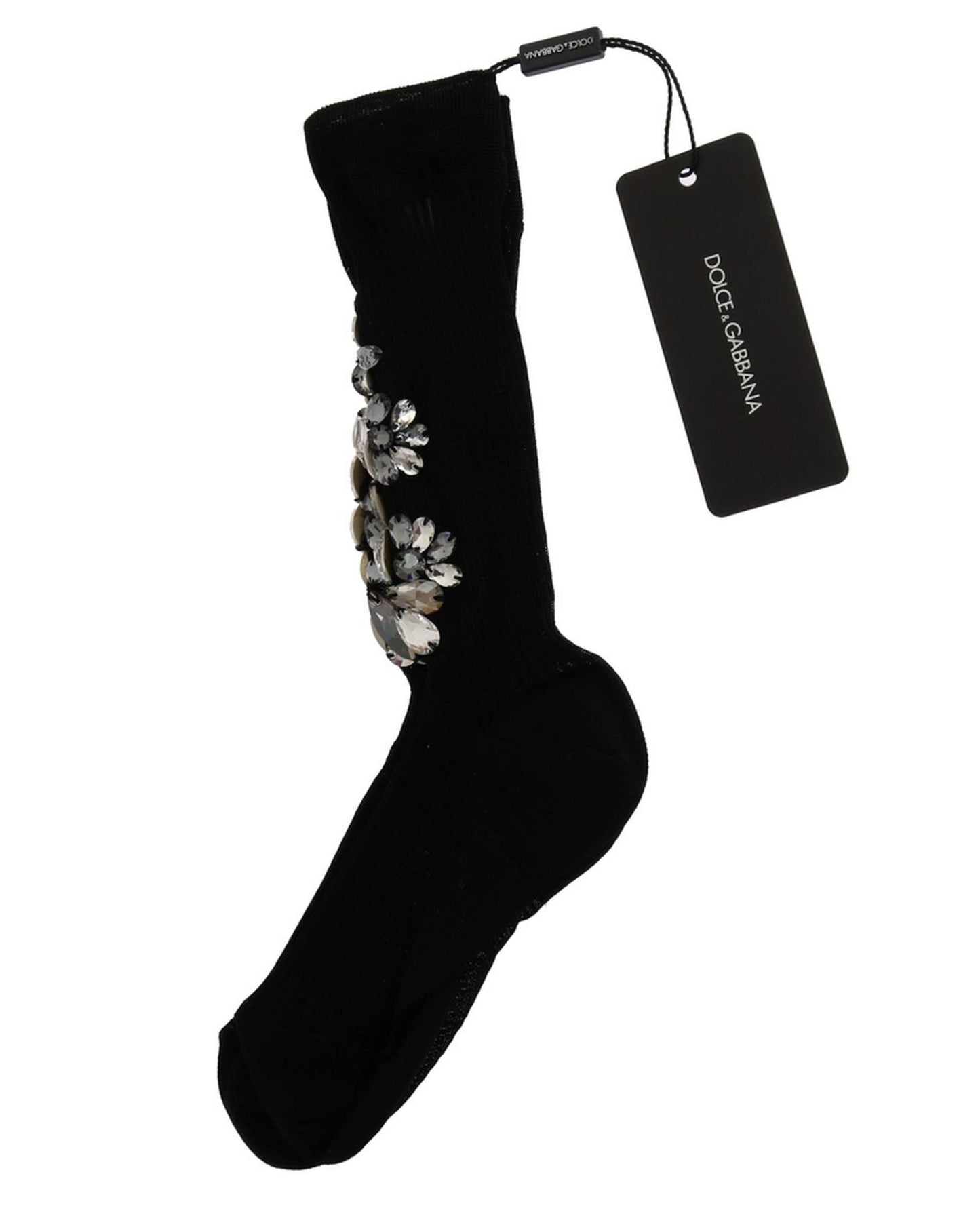 Floral Crystal Embellished Stockings Socks S Women