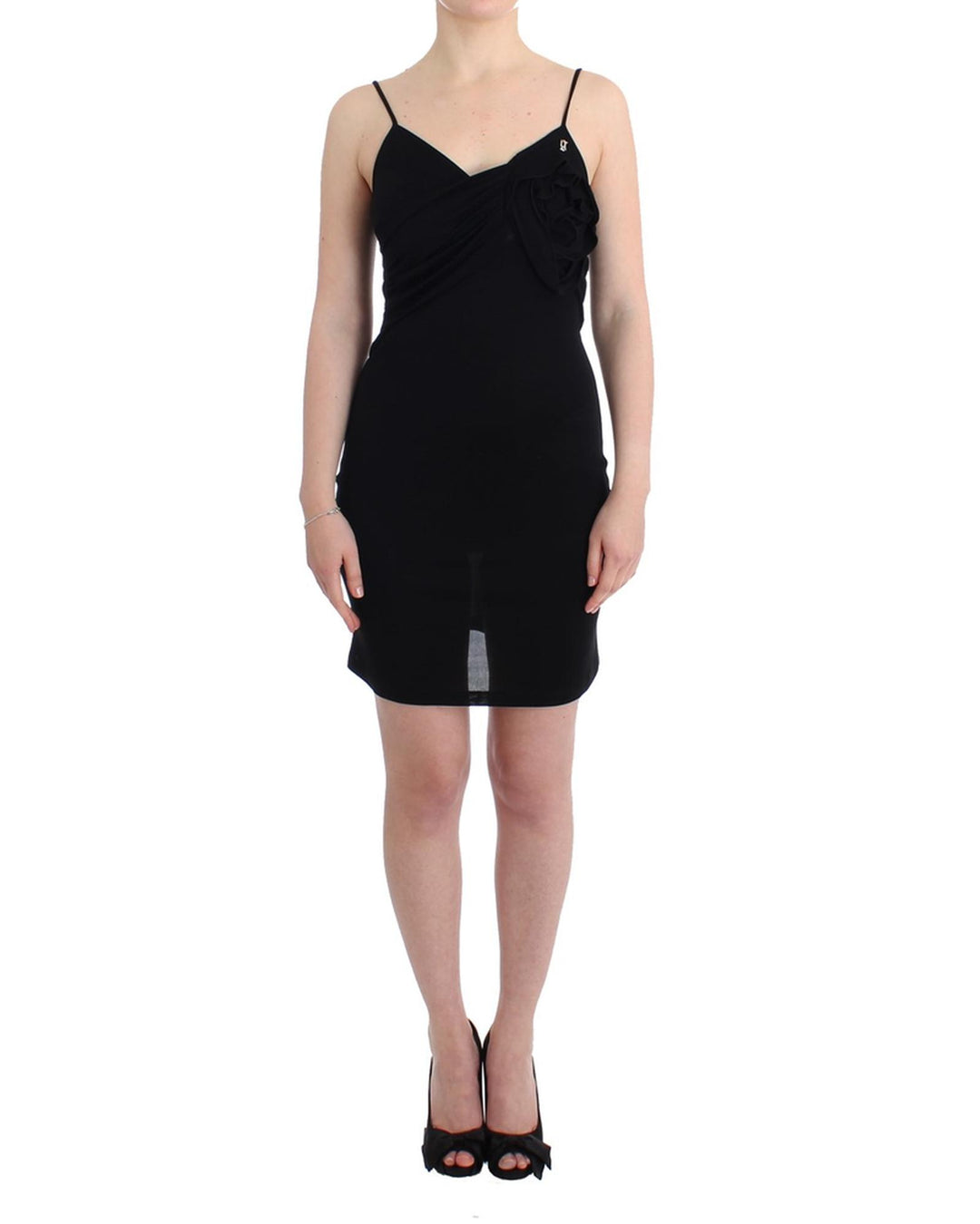 John Galliano Black Jersey Dress with Spaghetti Straps 40 IT Women