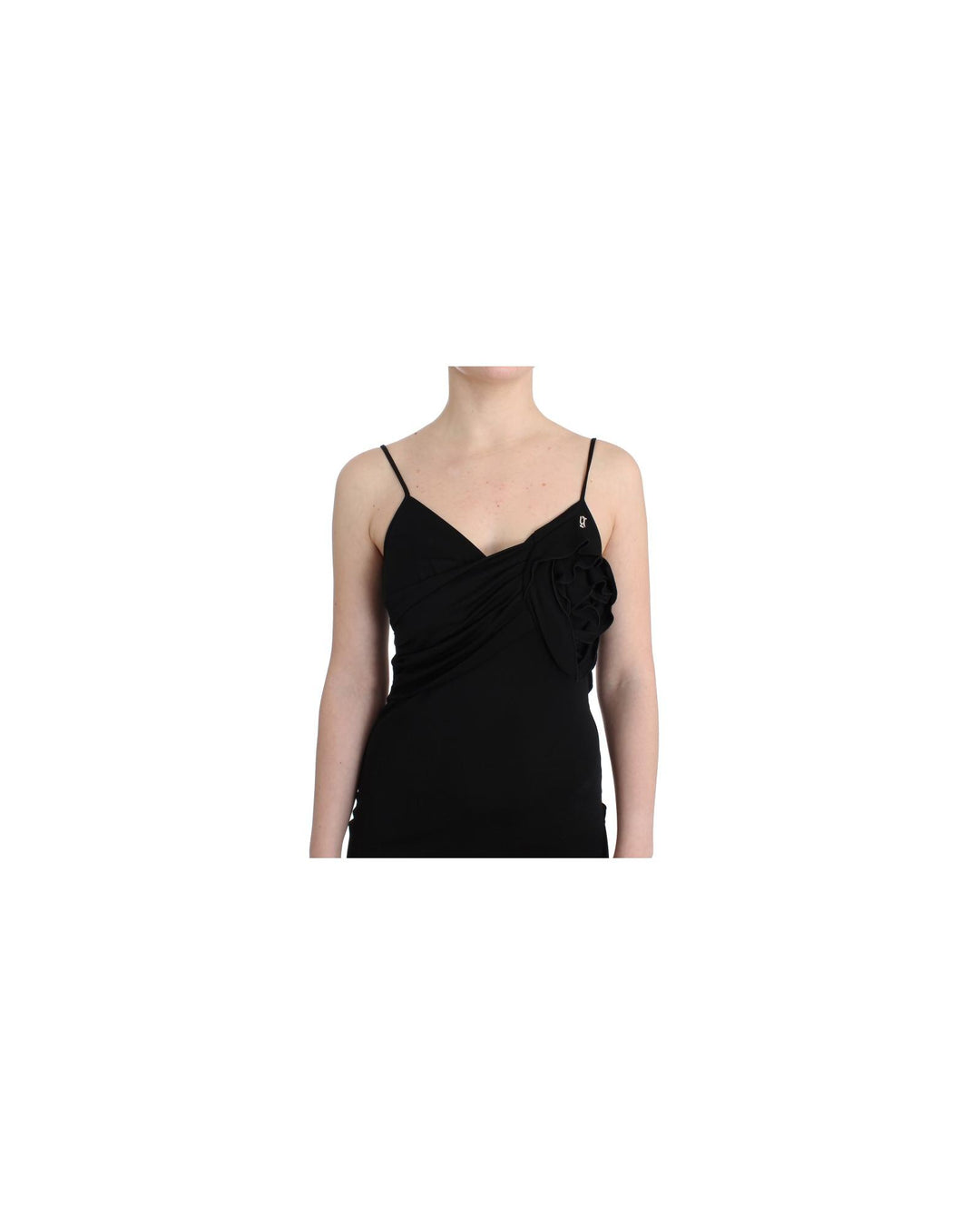 John Galliano Black Jersey Dress with Spaghetti Straps 40 IT Women