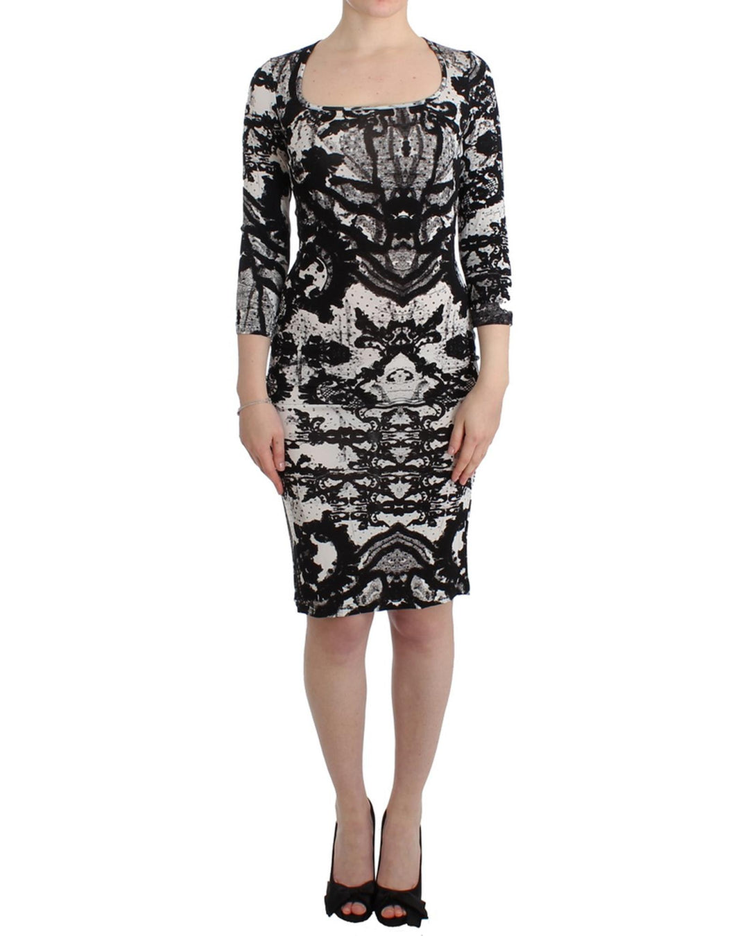 Printed Jersey Sheath Dress with Elegant Details - Just Cavalli 42 IT Women