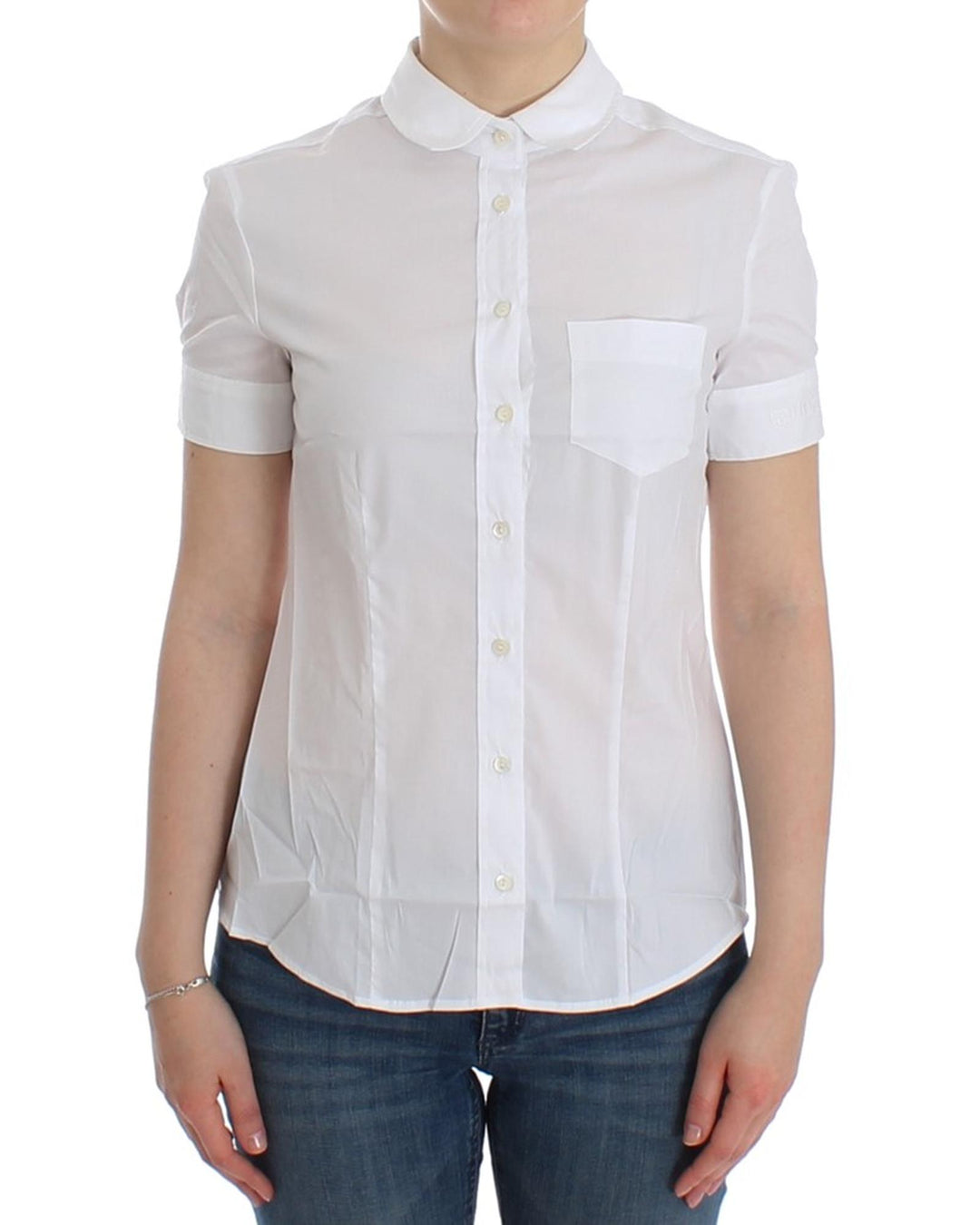 John Galliano White Cotton Stretch Shortsleeve Shirt Top 42 IT Women