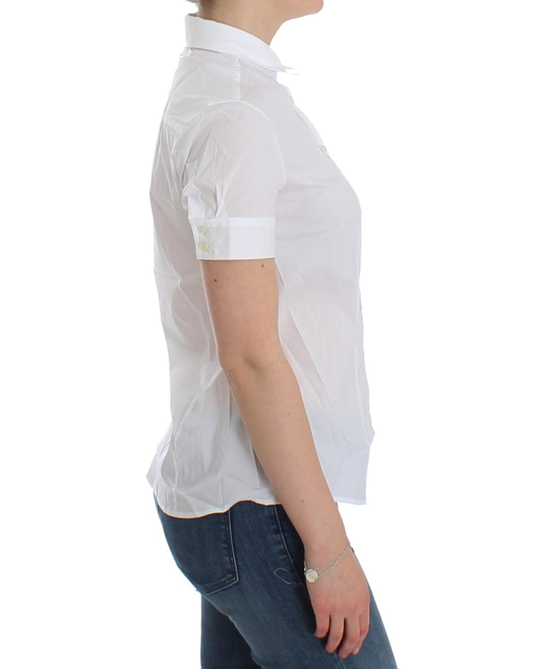 John Galliano White Cotton Stretch Shortsleeve Shirt Top 42 IT Women