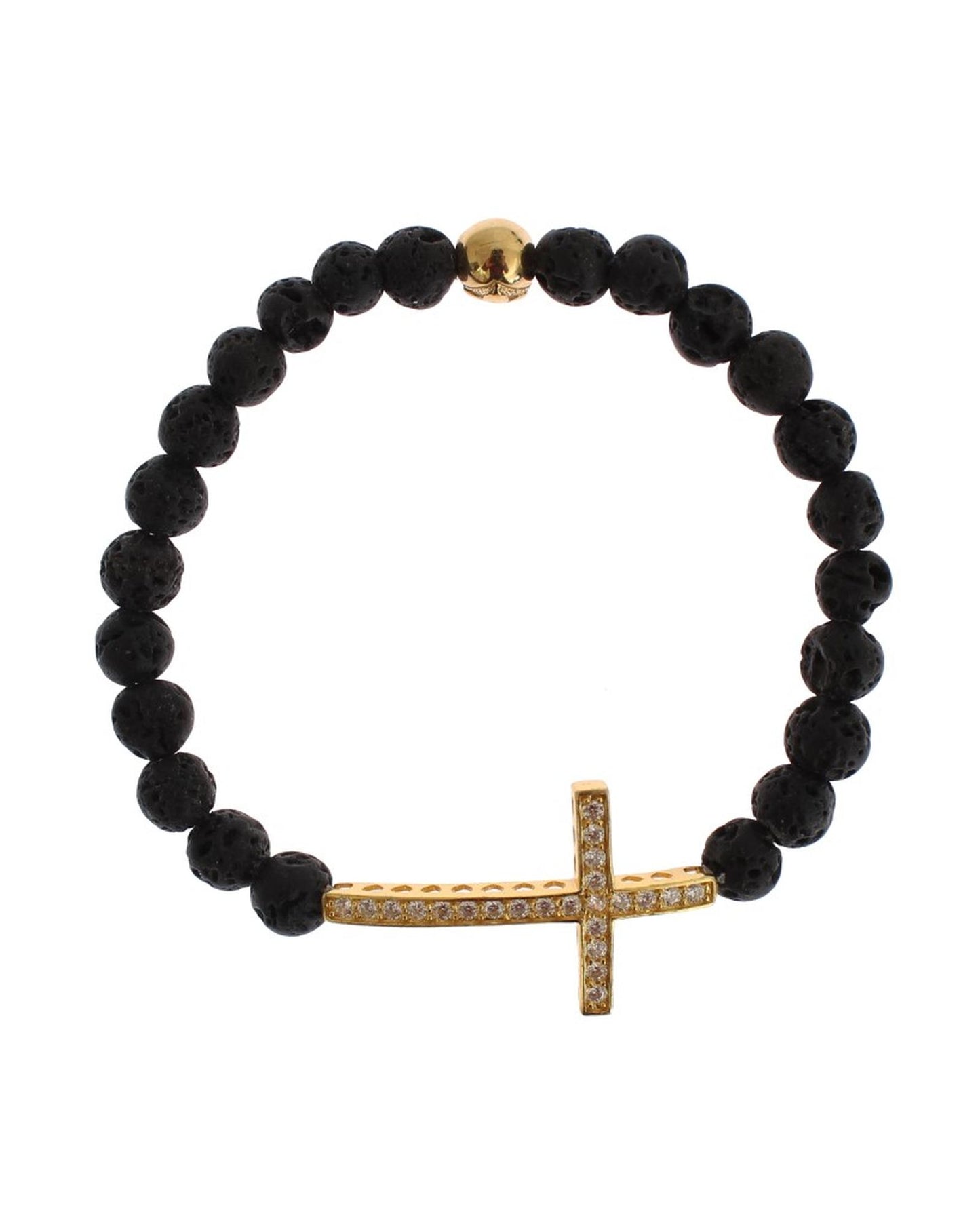 NIALAYA Gold Plated Sterling Silver Bracelet with CZ Diamond Cross XS Women