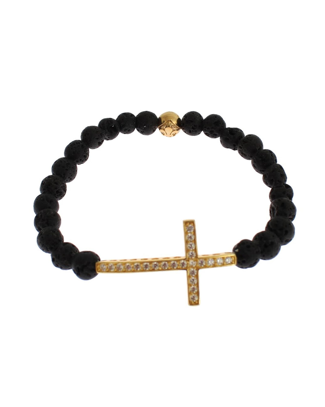 NIALAYA Gold Plated Sterling Silver Bracelet with CZ Diamond Cross S Women