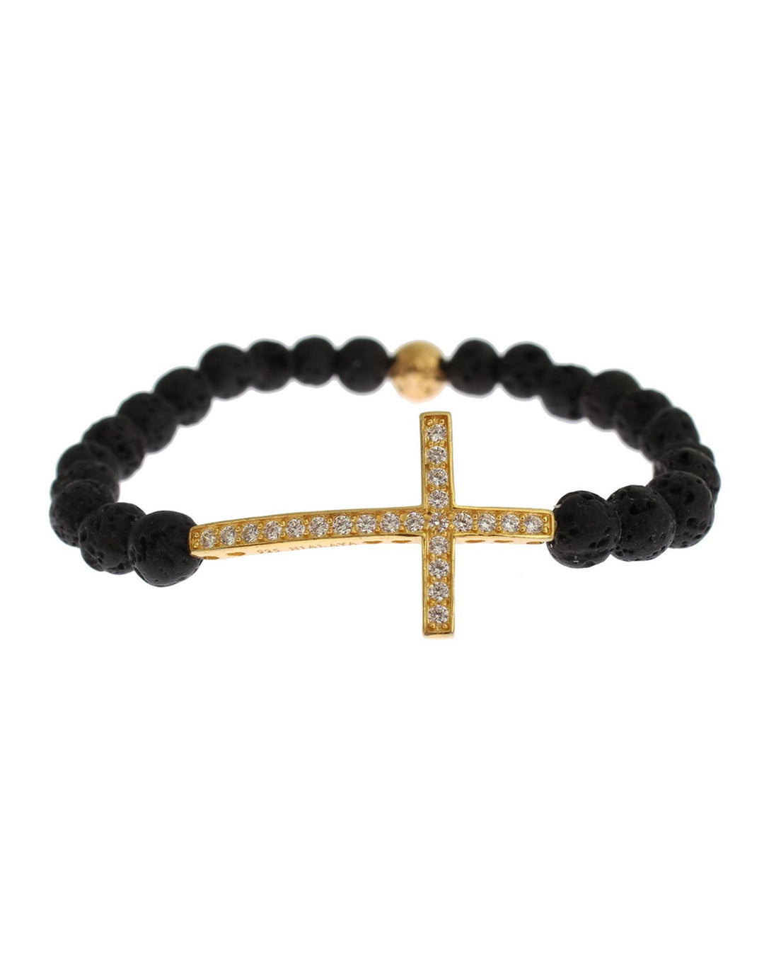 NIALAYA Gold Plated Sterling Silver Bracelet with CZ Diamond Cross S Women