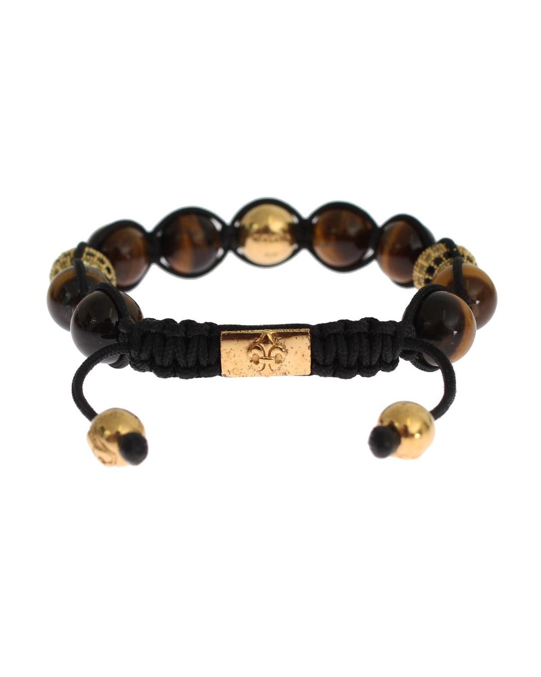 NIALAYA Multicolor CZ and Tigers Eye Gold Plated Bracelet S Women