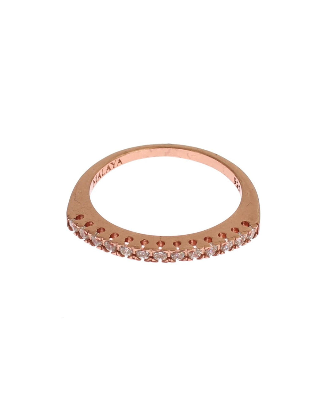 NIALAYA 18K Gold Plated Ring with Clear CZ Crystals 50 EU Women