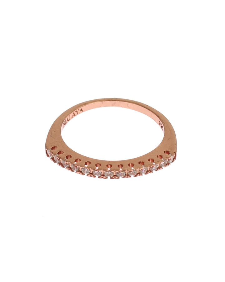 NIALAYA 18K Gold Plated Ring with Clear CZ Crystals 50 EU Women